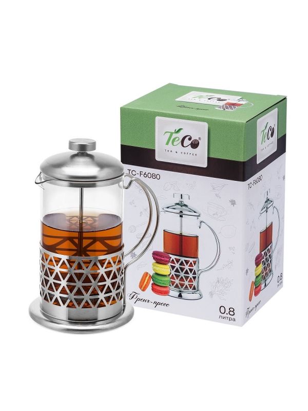 French press TECO, TC-F6080 0.8l made of high quality heat-resistant glass